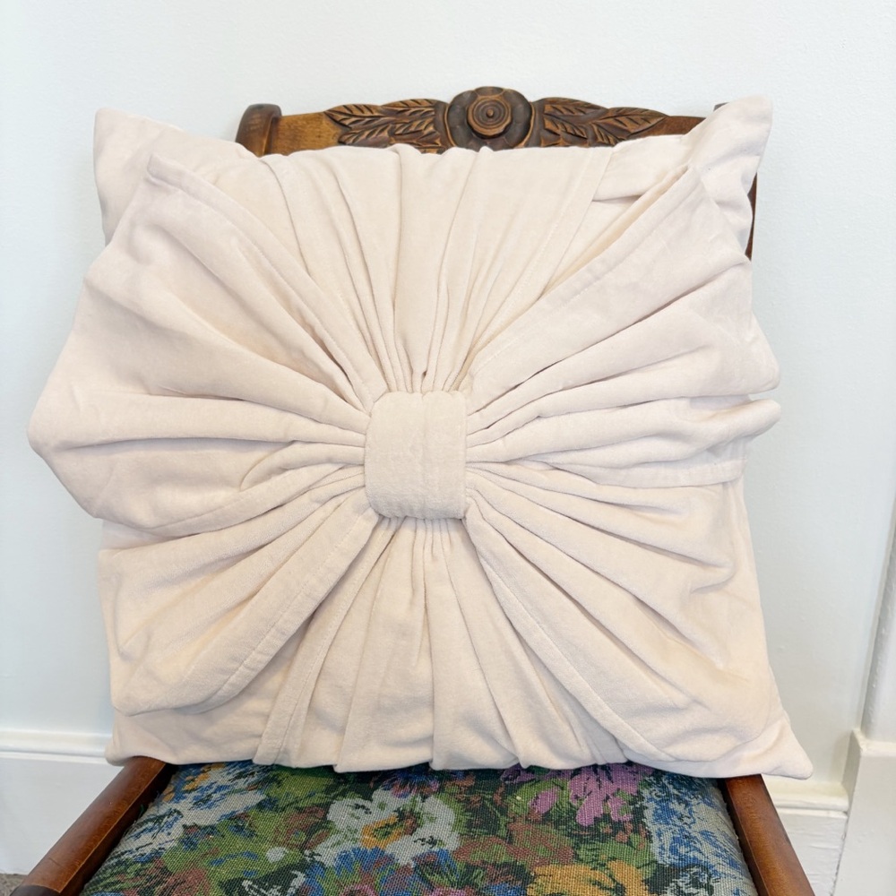 Studio McGee x Threshold || Cream Velvet Bow Pillow 20"‎ Christmas Target 2025